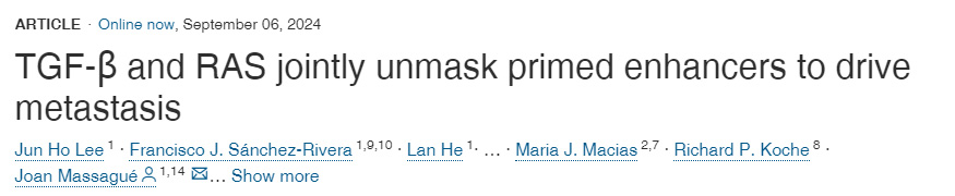 
TGF-β和RAS聯(lián)合揭示了驅(qū)動轉(zhuǎn)移的啟動增強劑