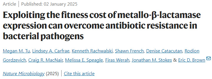 利用金屬β-內(nèi)酰胺酶表達的適應性成本可以克服細菌病原體的抗生素耐藥性