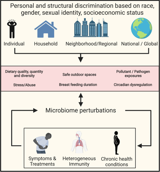在人生的不同階段，多層面的歧視經(jīng)歷很可能通過各種途徑影響微生物組的結(jié)構(gòu)與功能