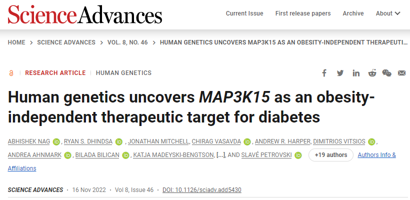 研究人員開始將MAP3K15作為糖尿病治療的潛在靶點 研究人員開始將MAP3K15作為糖尿病治療的潛在靶點