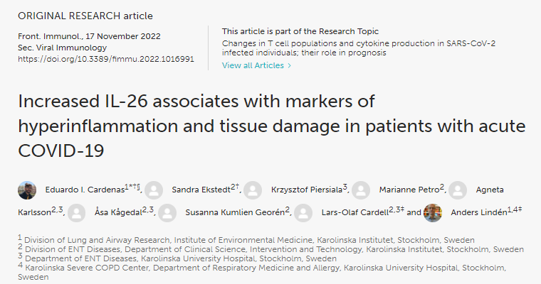 IL-26是嚴(yán)重COVID-19的一種潛在生物標(biāo)志物 IL-26是嚴(yán)重COVID-19的一種潛在生物標(biāo)志物