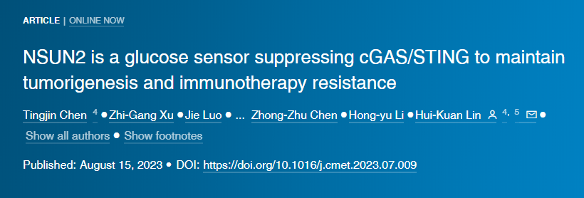 葡萄糖/NSUN2維持TREX2的表達(dá)以激發(fā)致癌活性