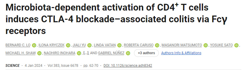 CD4+T細(xì)胞的微生物群依賴性激活通過(guò)Fc&gamma;受體誘導(dǎo)CTLA-4阻斷相關(guān)結(jié)腸炎