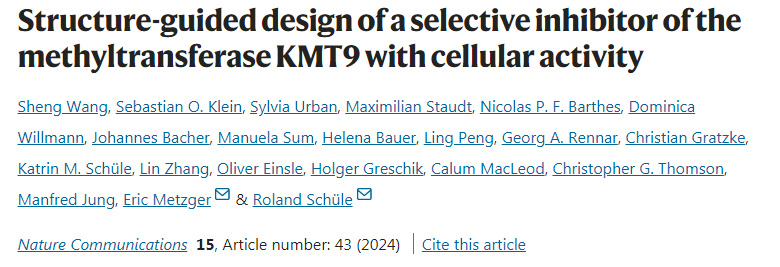 具有細胞活性的甲基轉移酶選擇性抑制劑KMT9的結構導向設計