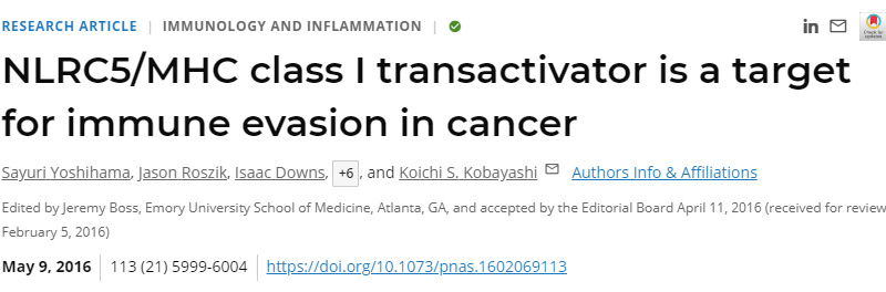 NLRC5/MHC I類反式激活劑是癌癥免疫逃避的靶點