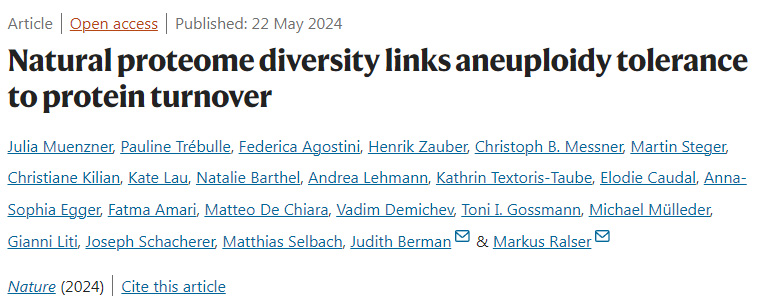 天然蛋白質組多樣性將非整倍體耐受性與蛋白質周轉聯(lián)系起來